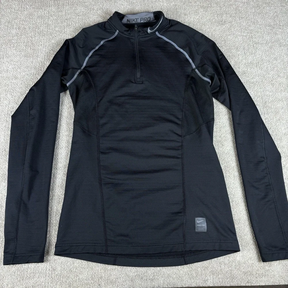 Nike Pro Dri-FIT Womens Small 1/4 Zip Long Sleeve Training Top Black